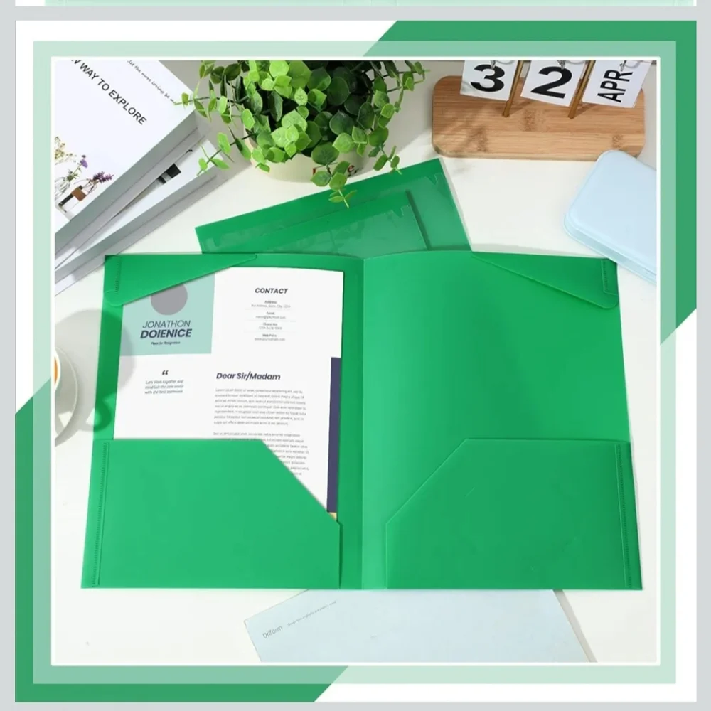Henoyso 60 Pcs Plastic Folders with Clear Front Pockets Heavy Duty File Folde